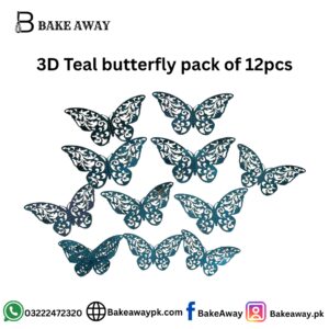 3D Teal butterfly pack of 12pcs