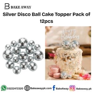 Silver Disco Ball Cake Topper Pack of 12pcs