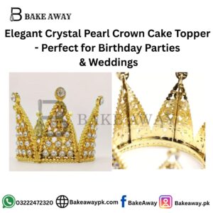Elegant Crystal Pearl Crown Cake Topper