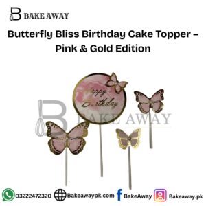 Butterfly Bliss Birthday Cake Topper - Pink & Gold Edition