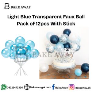 Light Blue Transparent Faux Ball Pack of 12pcs With Stick