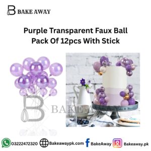 Purple Transparent Faux Ball Pack of 12pcs With Stick