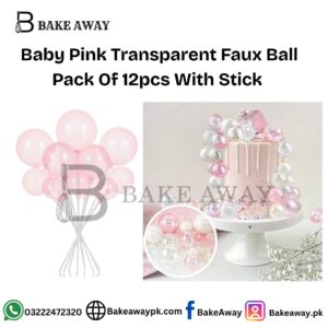 Baby Pink Transparent Faux Ball Pack of 12pcs With Stick