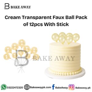 Cream/ Yellow Transparent Faux Ball Pack of 12pcs With Stick