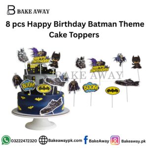 8 pcs Happy Birthday Batman Theme Cake Toppers