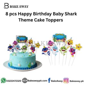 8 pcs Happy Birthday Baby Shark Theme Cake Toppers