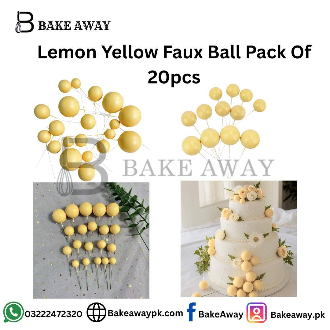 Lemon Yellow Faux Ball Pack Of 20pcs