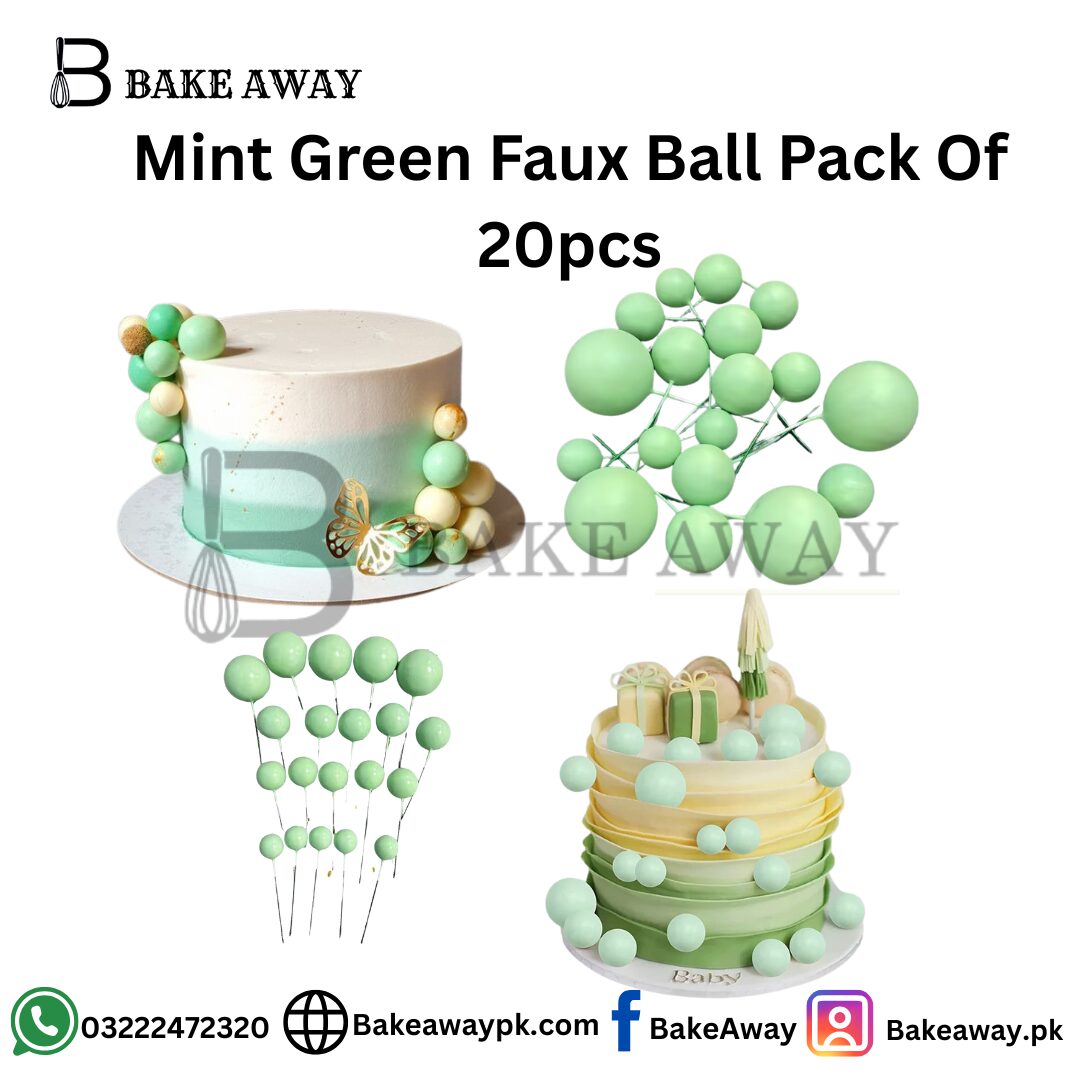 Mint Green Faux Ball Pack Of 20pcs