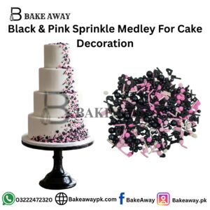 Black & Pink Sprinkle Medley For Cake  Decoration