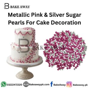 Metallic Pink & Silver Sugar Pearls For Cake Decoration