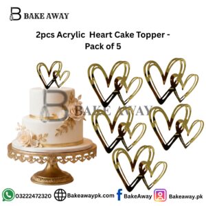 2pcs Acrylic  Heart Cake Topper - Pack of 5