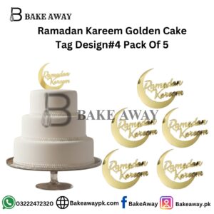Ramadan Kareem Golden Cake Tag Design#4 Pack Of 5