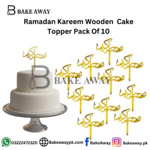Ramadan Kareem Wooden Cake Topper Pack Of 10