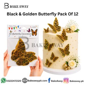 Black & Golden Butterfly Pack Of 12