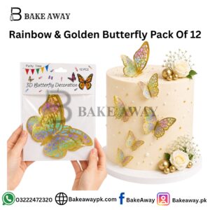 Rainbow & Golden Butterfly Pack Of 12