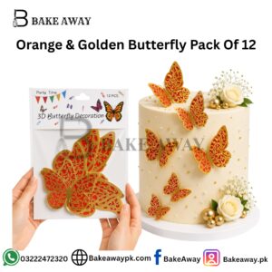 Orange & Golden Butterfly Pack Of 12
