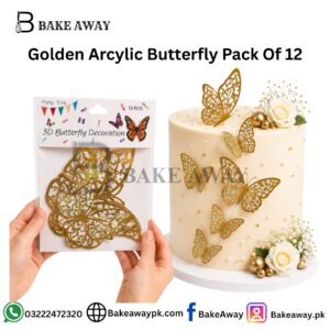 Golden Arcylic Butterfly Pack Of 12