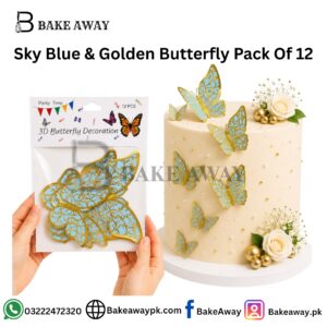 Sky Blue & Golden Butterfly Pack Of 12