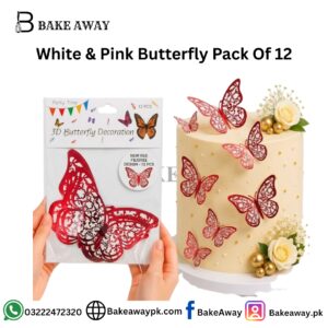 White & Pink Butterfly Pack Of 12