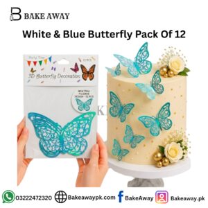 White & Blue Butterfly Pack Of 12