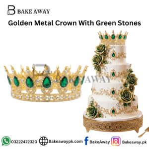 Golden Metal Crown With Green Stones
