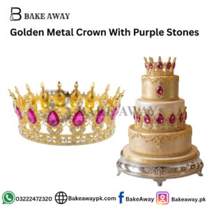 Golden Metal Crown With Purple Stones