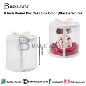 8 Inch Round Pvc Cake Box Color (Black & White)