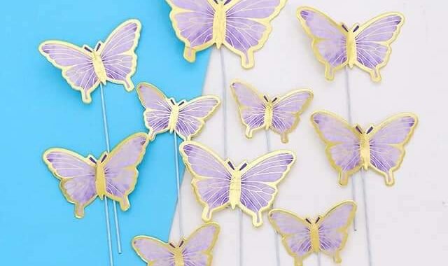 IMPORTED ARTIFICIAL PURPLE BUTTERFLY WITH WIRE PACK OF 10PCS