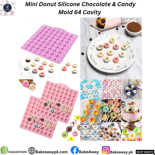 MINII DONUT SILICONE CHOCOLATE & CANDY MOLD 64 CAVITY