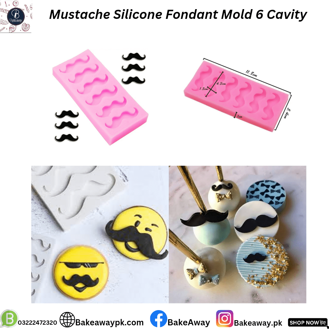Mustache Fondant Silicon Mould 6 Cavity