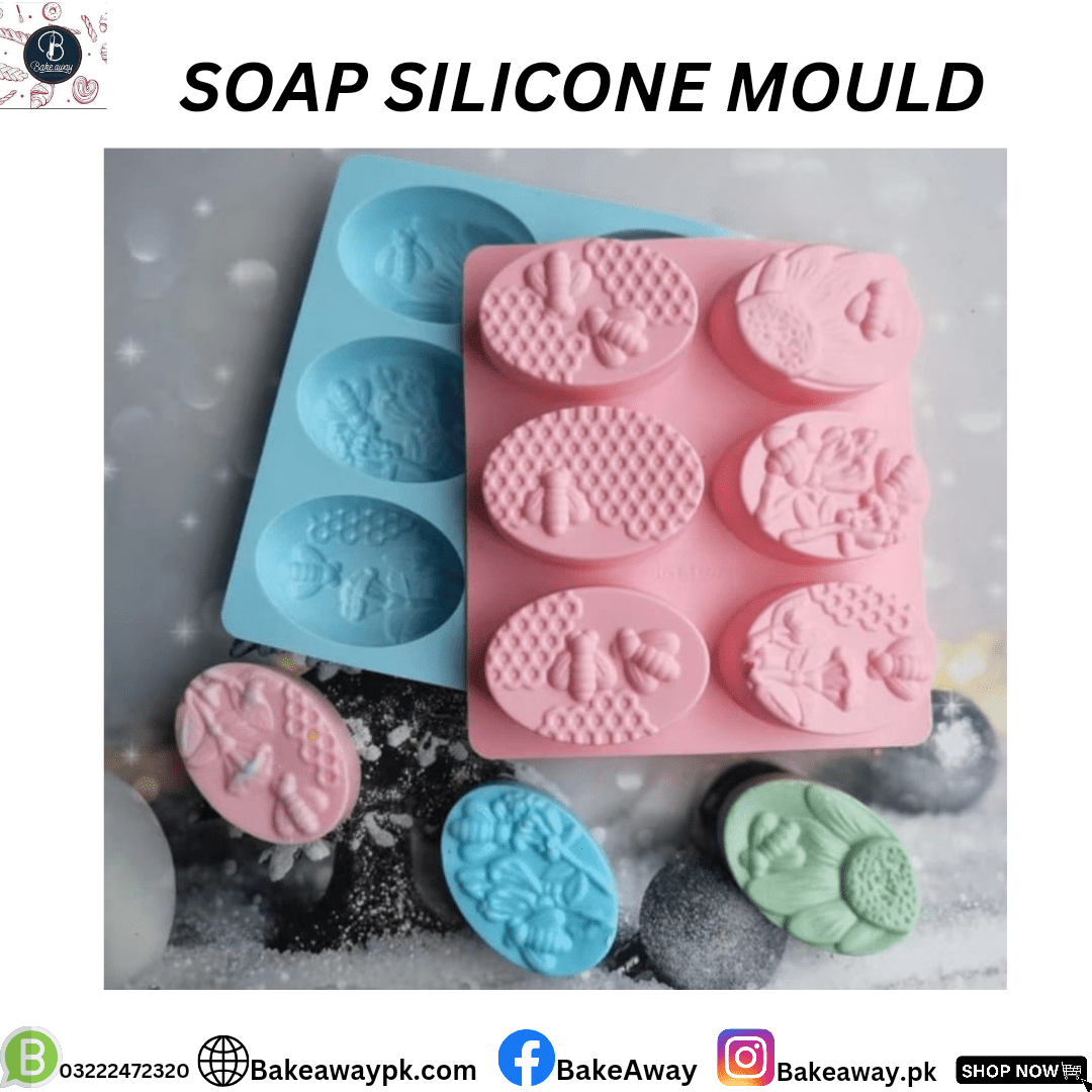Oval Shape Honey Bee Silicone Baking & Soap Mold 6 Cavity