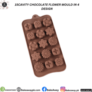 15cavity Chocolate Flower Mould In 4 Designs