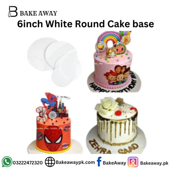 6 inch White Round Cake Base