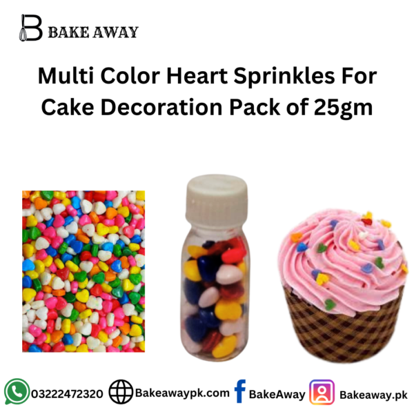 Multi Color Heart Sprinkles For Cake Decoration Pack of 25gm