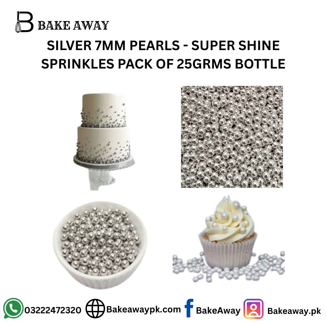 SILVER 7MM PEARLS - SUPER SHINE SPRINKLES PACK OF 20GRMS BOTTLE