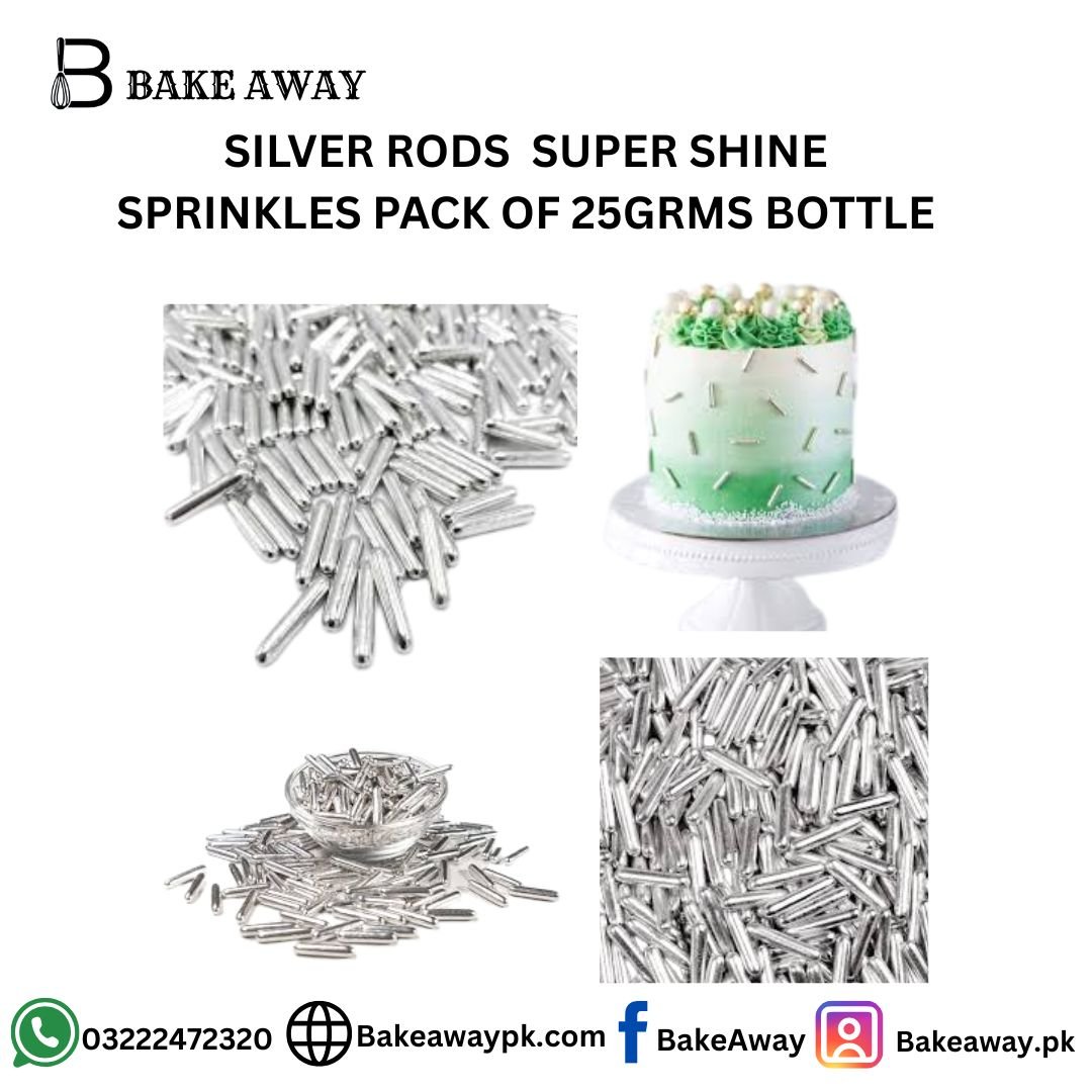 SILVER RODS SUPER SHINE SPRINKLES PACK OF 20GRMS BOTTLE