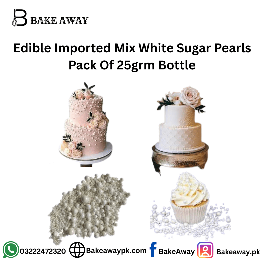 Edible Imported Mix White Sugar Pearls Pack Of 20grm Bottle