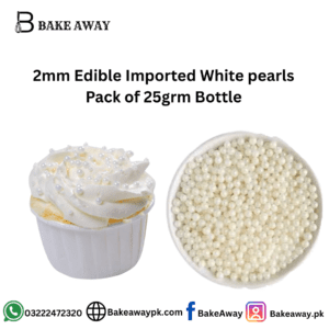 2mm Edible Imported White pearls Pack of 25grm Bottle