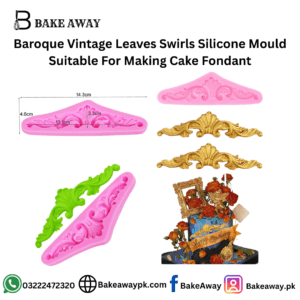 Baroque Vintage Leaves Swirls Silicone Mould Suitable For Making Cake Fondant