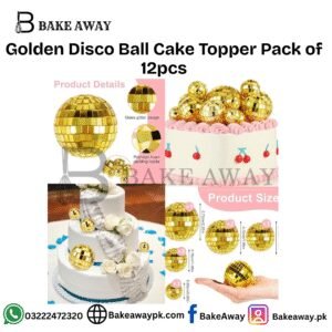 Golden Disco Ball Cake Topper Pack of 12pcs