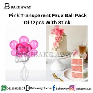 Pink Transparent Faux Ball Pack of 12pcs With Stick
