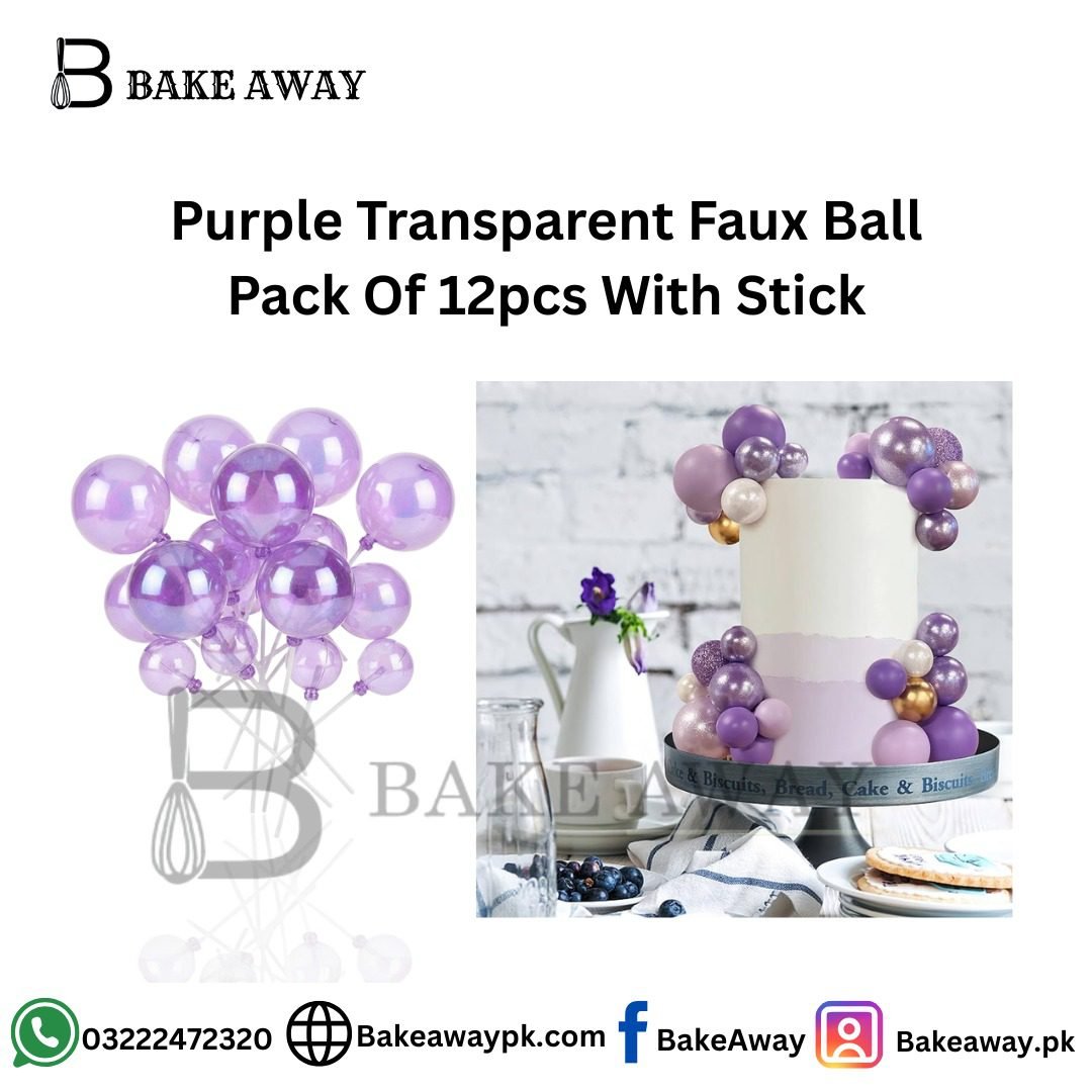 Purple Transparent Faux Ball Pack of 12pcs With Stick