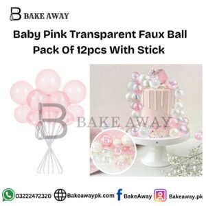 Baby Pink Transparent Faux Ball Pack of 12pcs With Stick