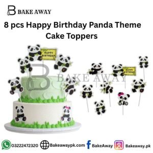 8 pcs Happy Birthday Panda Theme Cake Toppers