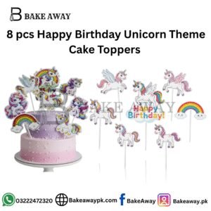 8 pcs Happy Birthday Unicorn Theme Cake Toppers