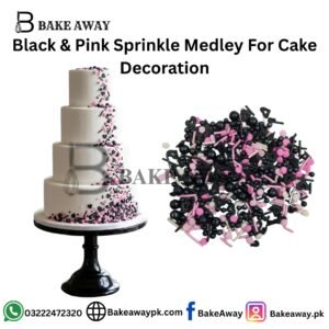 Black & Pink Sprinkle Medley For Cake Decoration