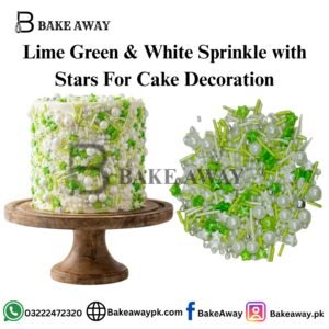 Lime Green & White Sprinkle with Stars For Cake Decoration