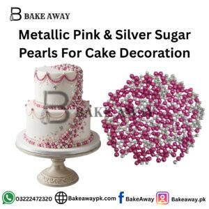 Metallic Pink & Silver Sugar Pearls For Cake Decoration