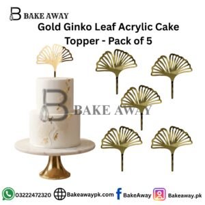 Gold Ginko Leaf Acrylic Cake Topper - Pack of 5