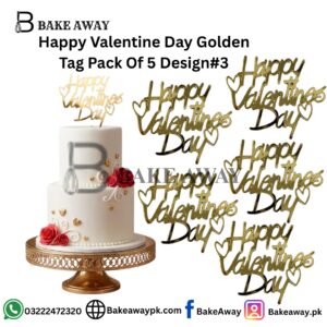 Happy Valentine Day Golden Tag Pack Of 5 Design#3
